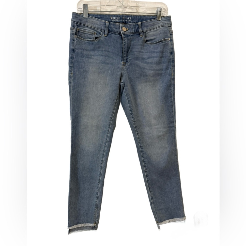 White House Black Market Slim Raw Hem Ankle Soft Denim Jeans, size 8